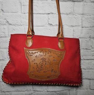 EUC Disney Winnie The Pooh Red and Tan Tote Bag
